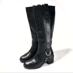 Lauren Ralph Lauren Calvina Tall Black Genuine Leather Boots Size 5.5